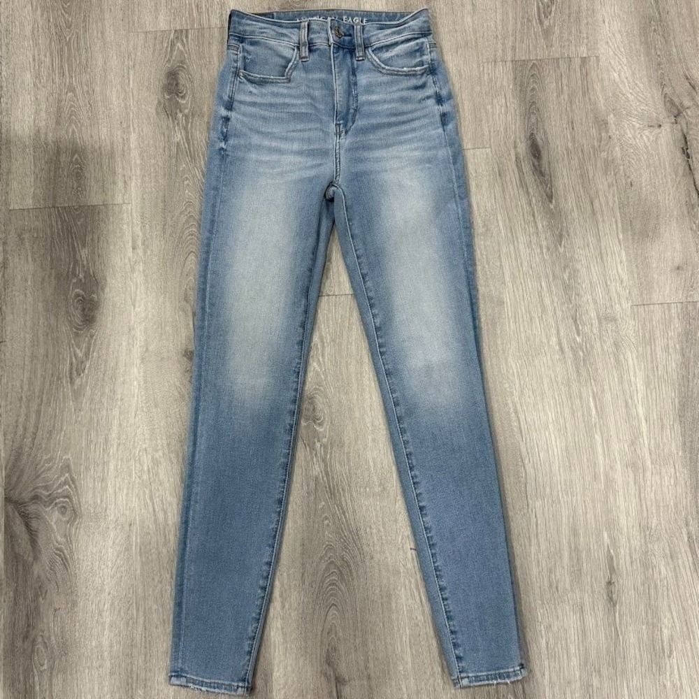 American Eagle Super Hi-Rise Jegging Women's 00 Regular Light Wash Stretch Denim
